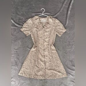 Floral Mini Dress Puff Sleeve Button Front Summer